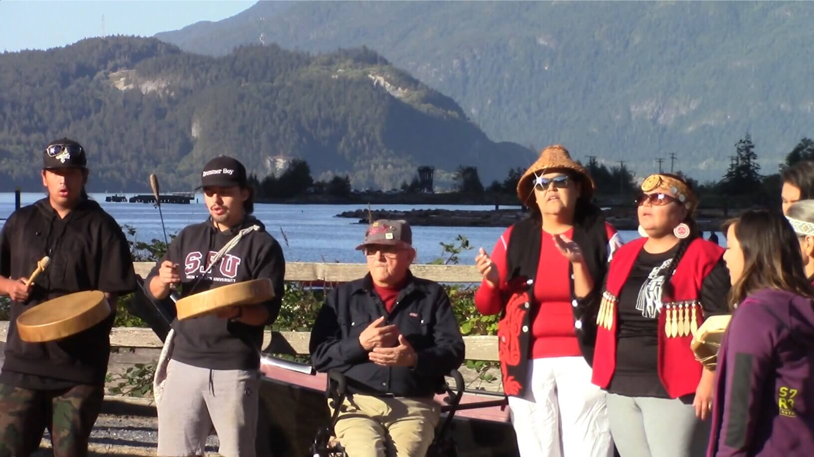 First nations ceremony on the shores of Howe Sound. 
